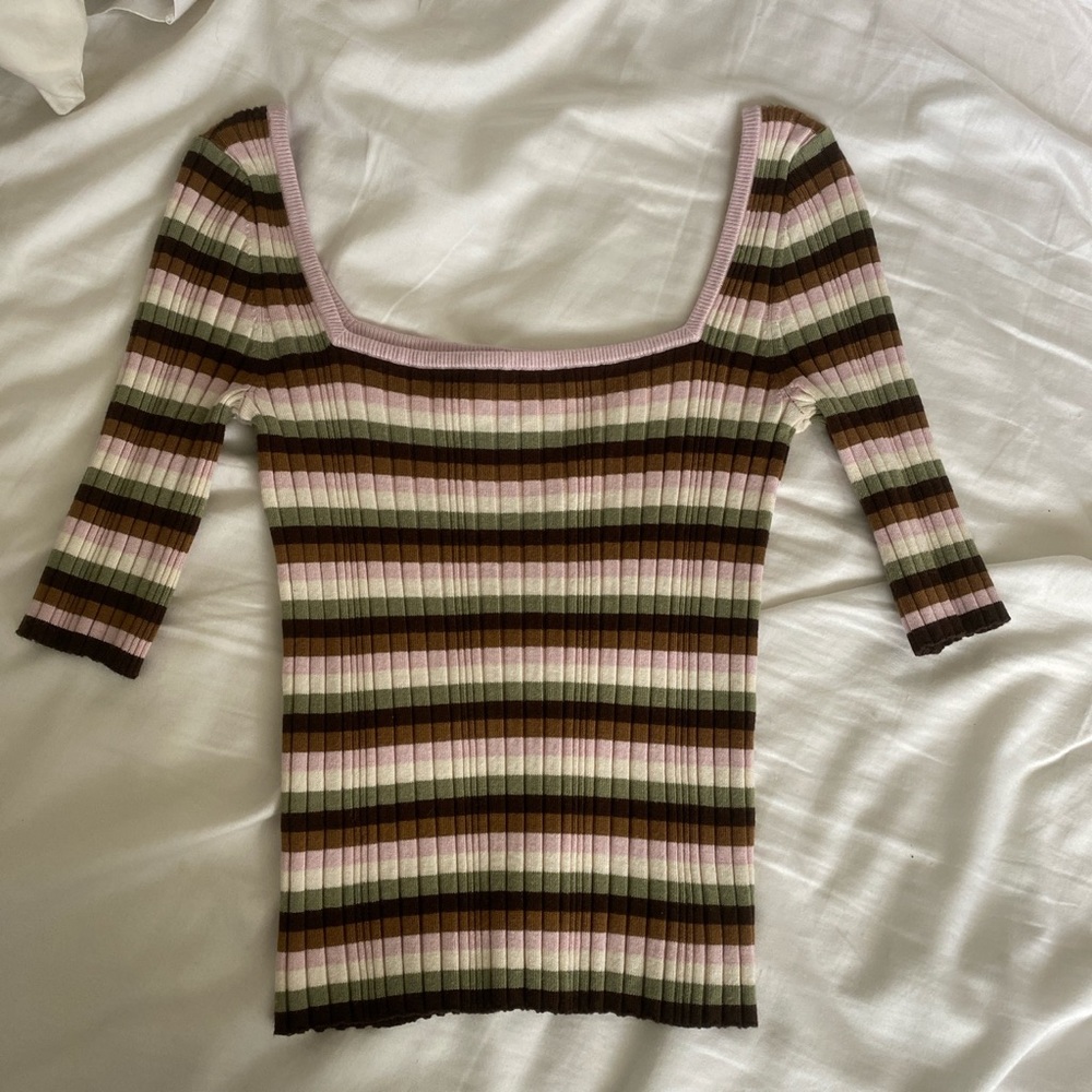 & Other Stories Striped Square Neck Ribbed Top - Picture 4 of 4